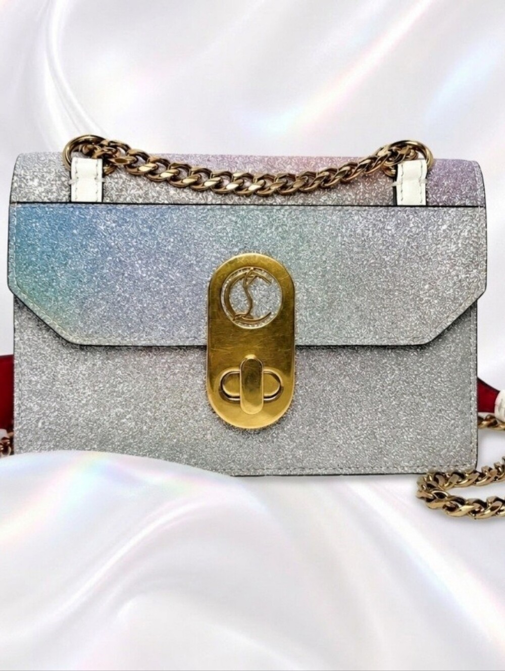 Christian Louboutin Elisa Mini Shoulder Bag crafted in Silver Glitter